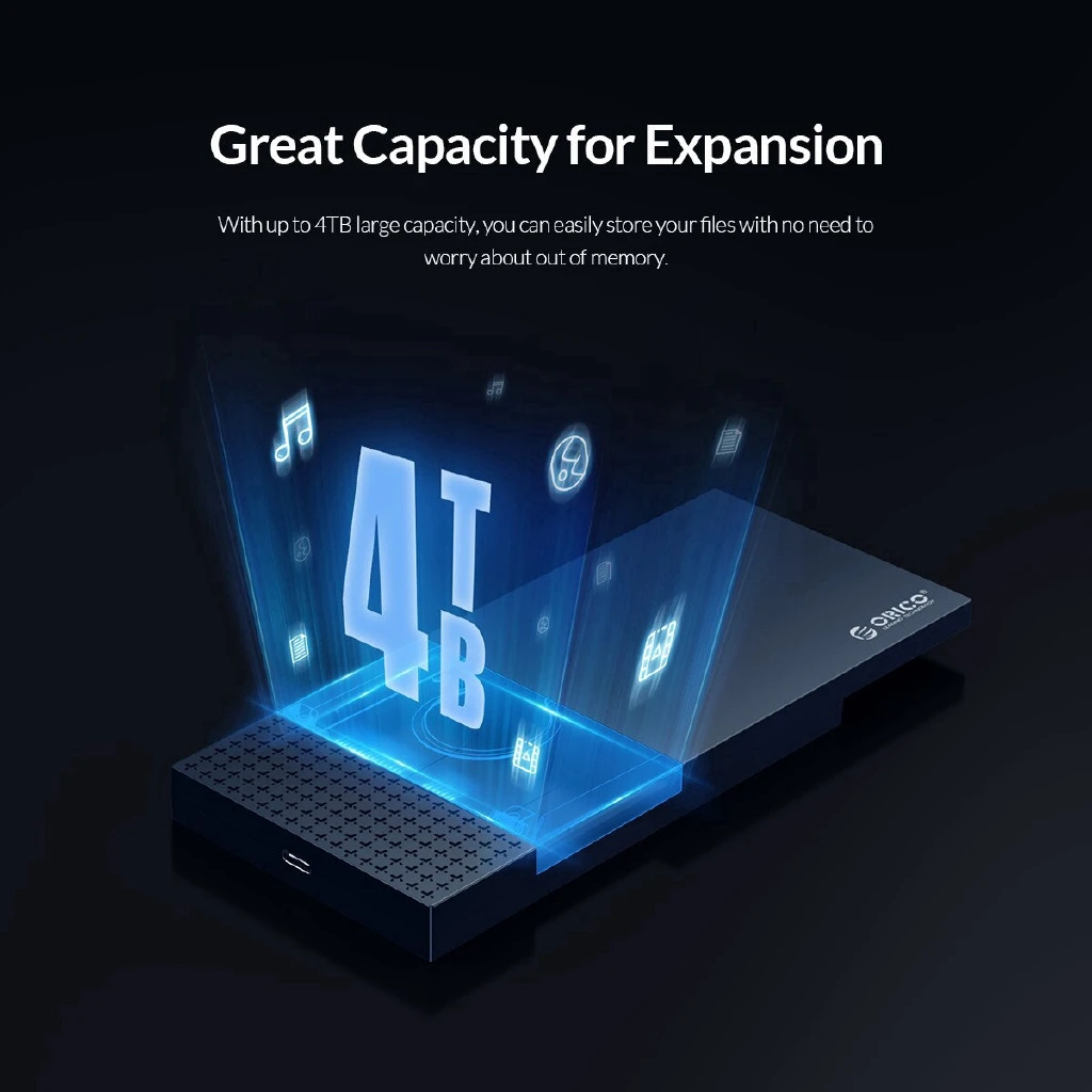 ORICO-funda HDD de 2,5 pulgadas tipo C USB3.1 a SATA3.0, carcasa SSD USB 3,1 Gen1 de 2,5 ", caja HDD de 5Gbps, compatible con SSD externo UASP - imagen 4