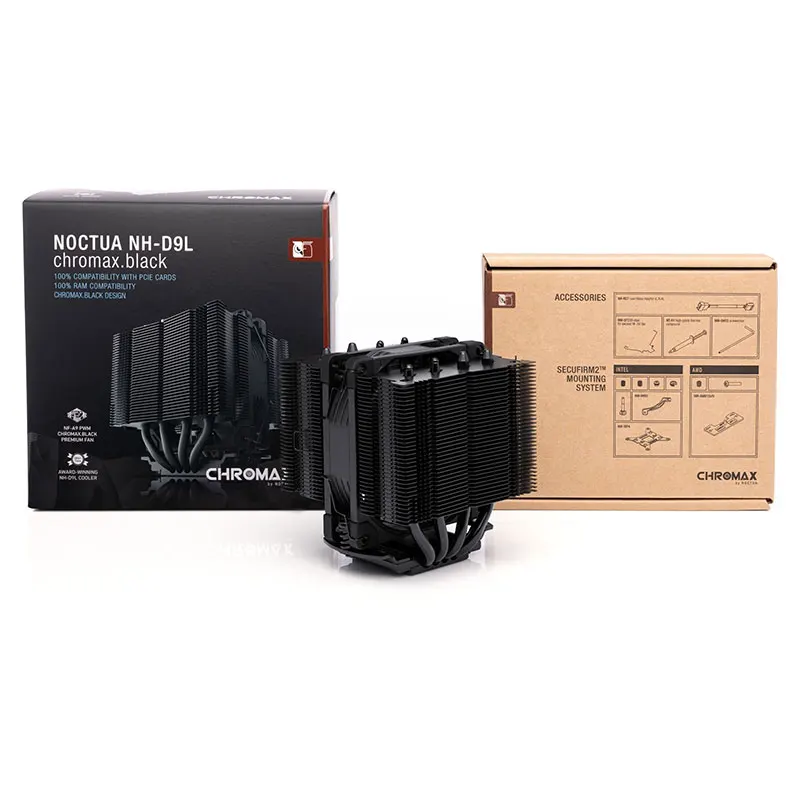 Noctua NH-D9l Chromax.Radiador de CPU de doble torre negro, 4 tubos de calor/soporte Intel LGA1851/LGA1700/LGA1200/LGA115x/AMD AM5/AM4 - imagen 4