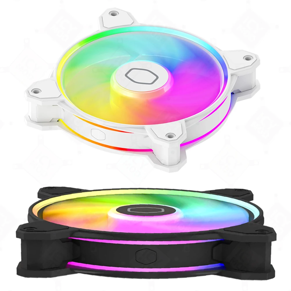 Cooler Master ARGB Ventilador con cubierta de luz PWM Ventilador de chasis Líquido Cooler Loop 14CM Negro/Blanco Ventilador de radiador Ventilador Chasis MF140 Halo - imagen 4