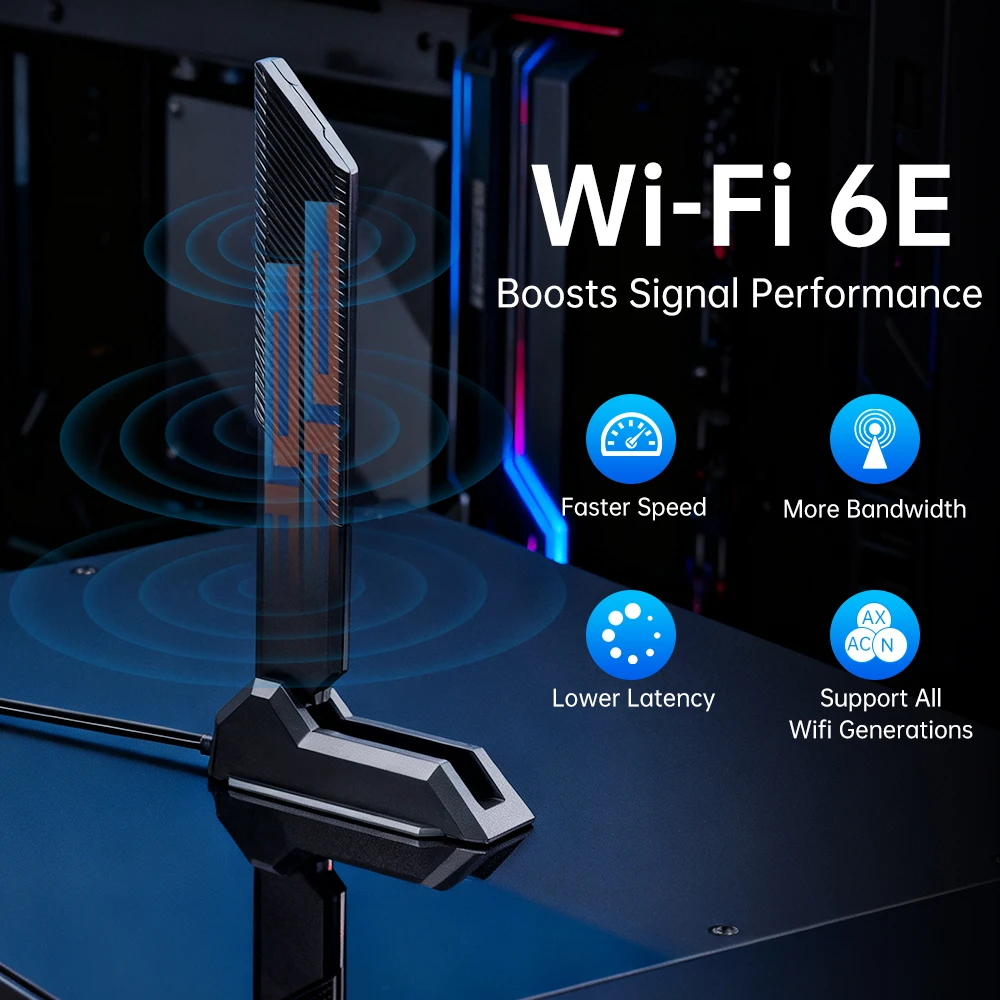 Antena fenvi WiFi 6E Tri-Band 6G/5G/2,4 GHz Base magnética Antena plegable 12DBi Tarjeta de placa base para juegos WiFi 7 de alta ganancia - imagen 2