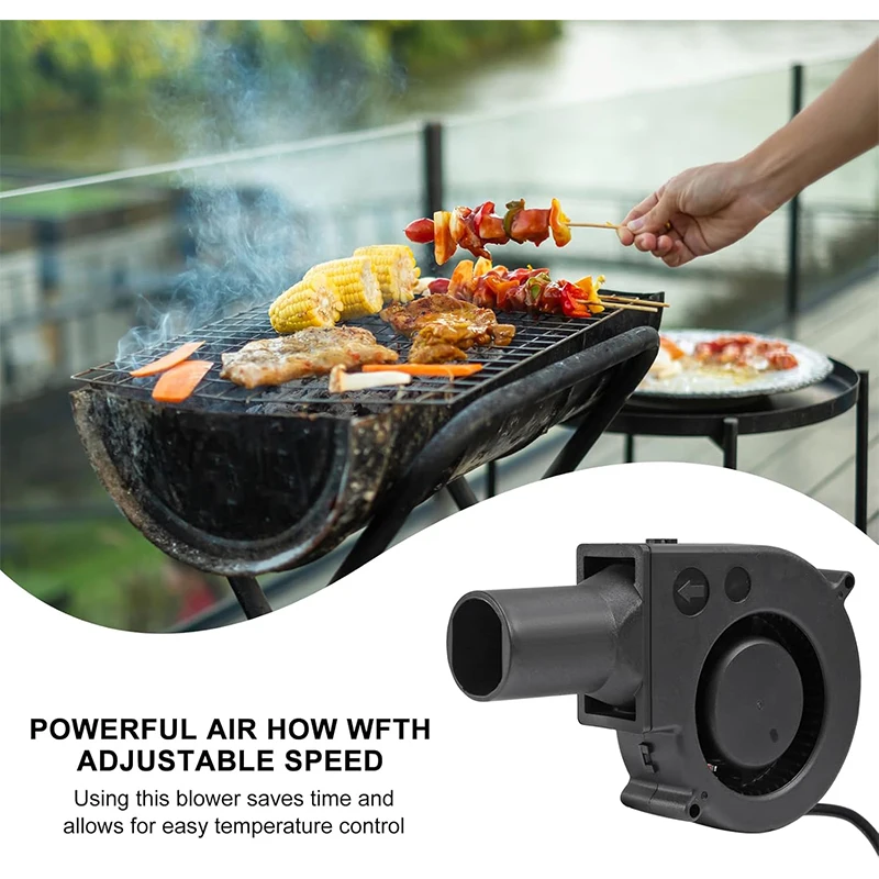 Pequeño ventilador de barbacoa doméstico 9733 soplador de alto volumen de aire de 12V a 100V-240V, ventilador de velocidad ajustable de turbina centrífuga - imagen 4