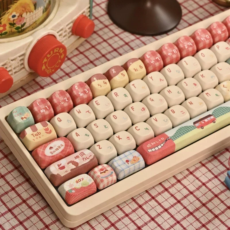 Lishan Shopping Street Keycaps personalizado PBT tinte sublimación SOA perfil Key Cap lindo dibujos animados Anime Point Key Cap para regalos de juegos - imagen 4