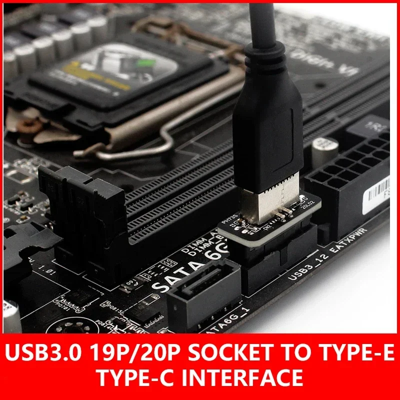 Cable adaptador USB3.0 de alta calidad de 19 pines/20 pines a tipo E de 90 grados para placa base y panel frontal - imagen 4