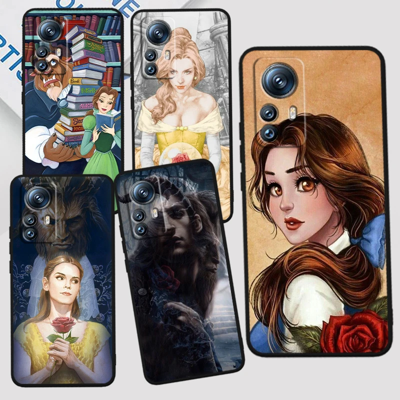 Funda de teléfono de la bella y la bestia para Xiaomi Mi 14, 13T, 13, 12T, 12, 11T, 11i, 11, 10T, 10 Pro Lite, Ultra 5G, TPU negro