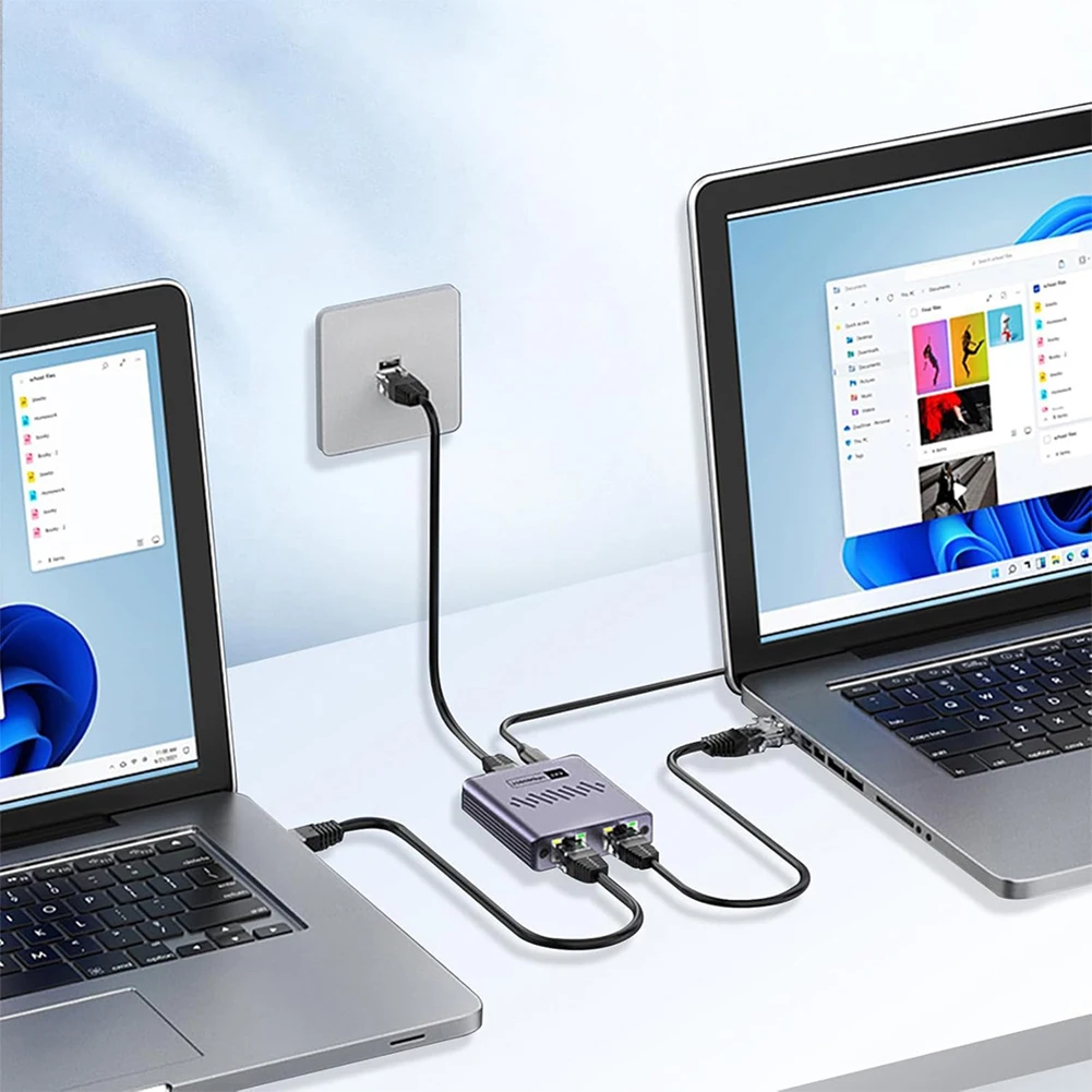 Divisor Gigabit Ethernet 1 a 2/3/4 Gigabit RJ45 extensión de red LAN 1000Mbps divisor de Cable de Internet con Cable de alimentación tipo c - imagen 3