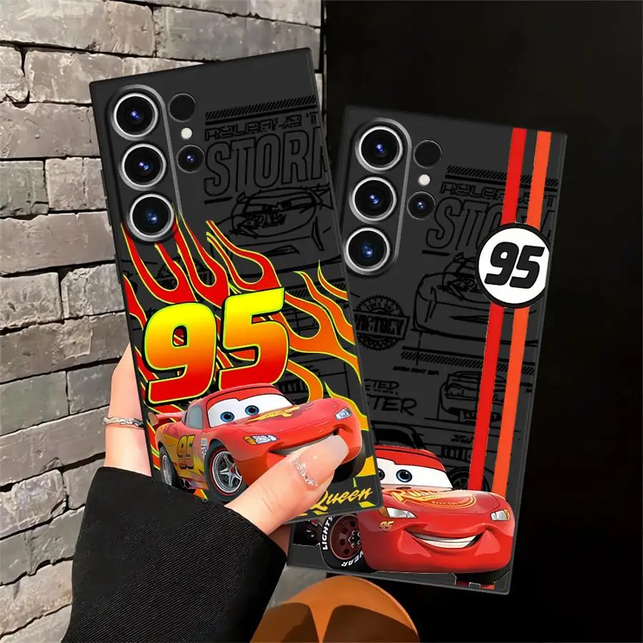 Funda de coche Lightning Mc-Queen para Samsung Galaxy S24 Plus S23 Ultra S20 S25 Edge S21 FE, funda de teléfono suave negra - imagen 2