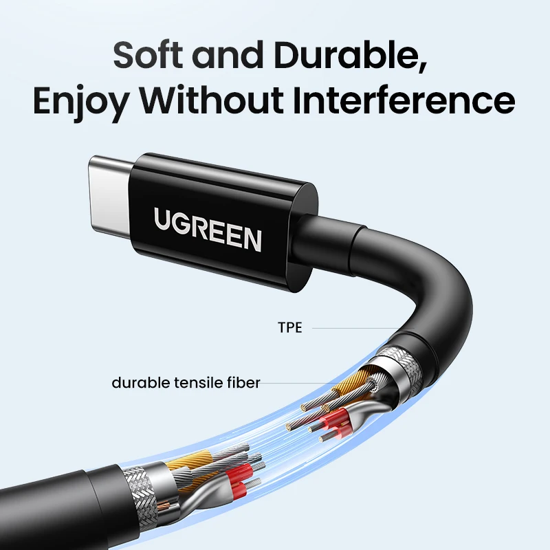 UGREEN Auriculares semiabiertos con cable USB tipo C de 3,5 mm con micrófono, auriculares con cable, auriculares estéreo HiFi, para la mayoría con conector de 3,5 mm - imagen 4