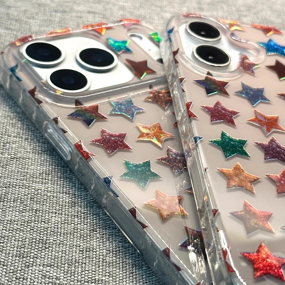 Fundas de teléfono con estampado de estrellas de cinco puntas coloridas a la moda para IPhone 13, 16, 15, 14, 17Pro Max, funda protectora a prueba de golpes - imagen 4