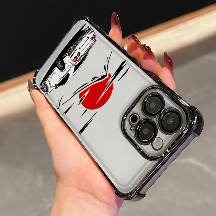 Funda para iPhone 13 12 11 Pro Max 16e 16 15 14 Plus 17 Air Soft Cover JDM Drift Car Red Sun - imagen 4