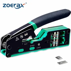 ZoeRax Crimpadora RJ45 8P8C Cat6 para cables Ethernet Cat5e Cat6 herramienta todo en uno