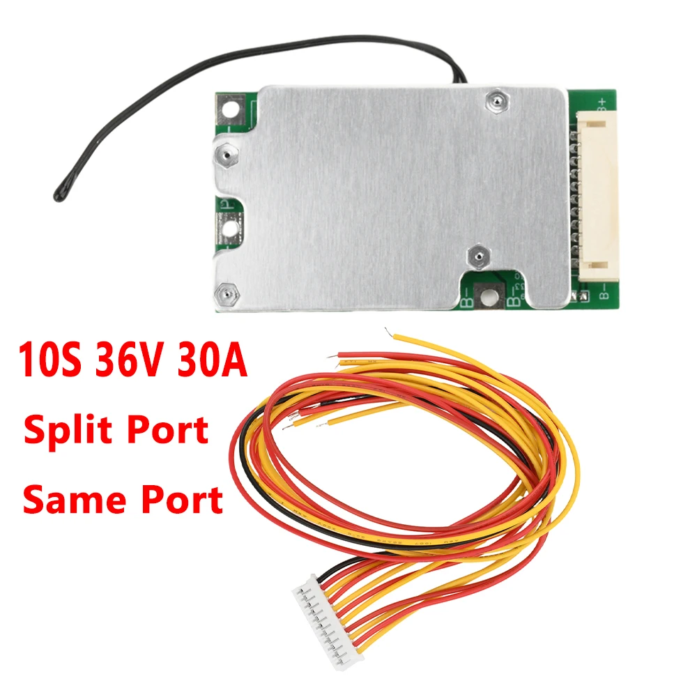 BMS 10S 36V 30A mismo puerto dividido 18650 Placa de protección de batería de litio con protección de temperatura de ecualización - imagen 5