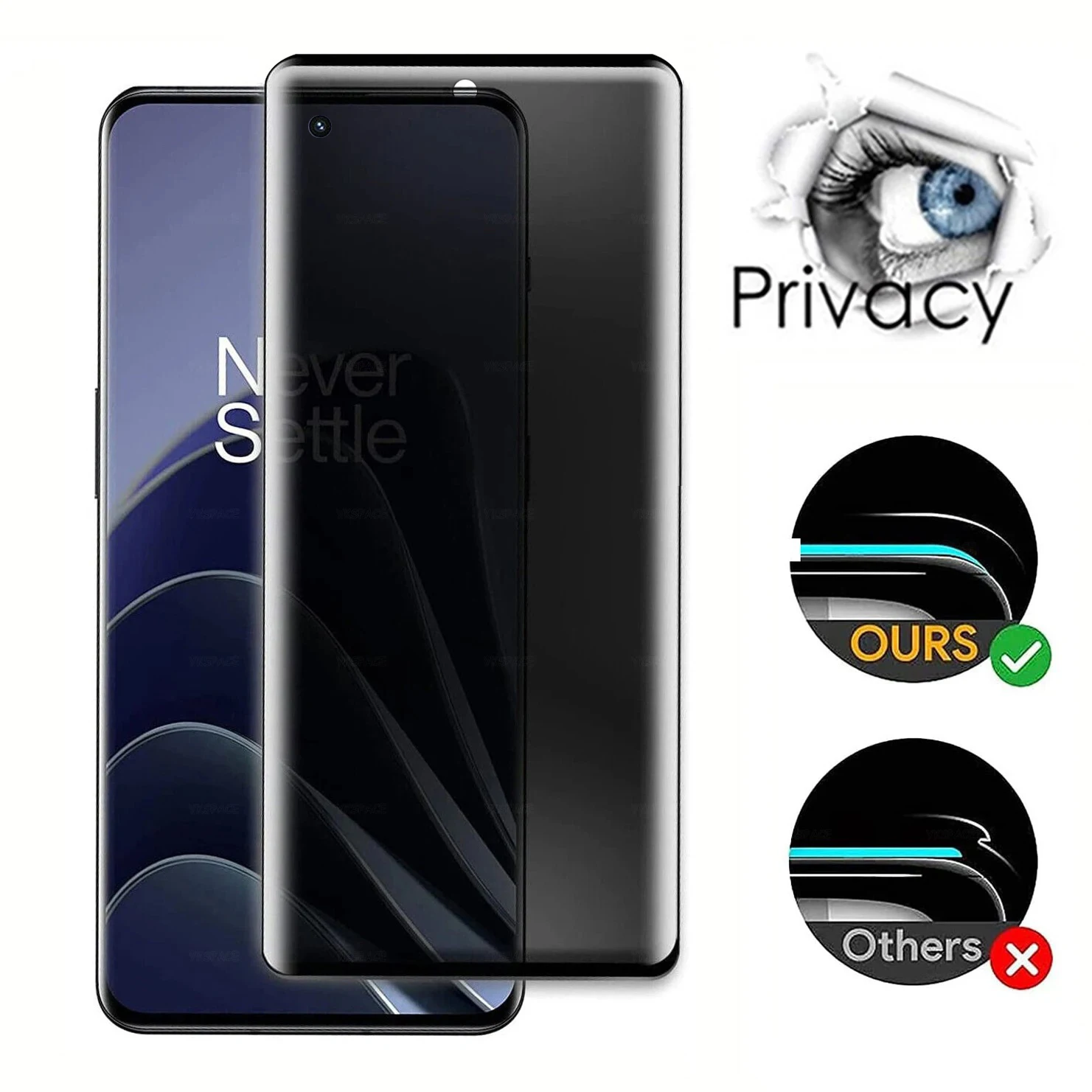 Protector de pantalla de vidrio templado 9H antiespía de privacidad con borde curvo 3D para Honor 100 200 300 Pro - imagen 2