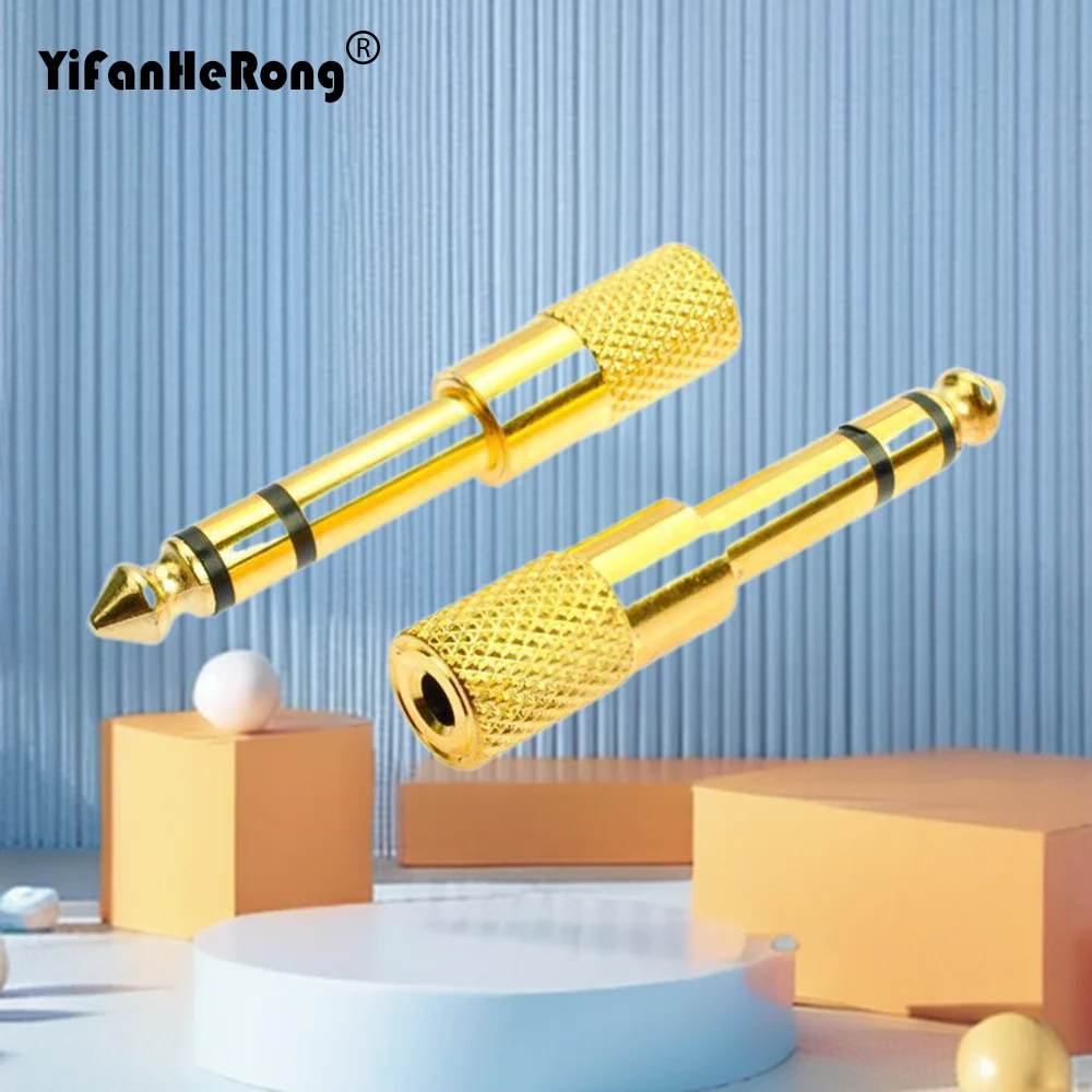 Adaptador de Audio hembra de 6,5 MM macho a 3,5 MM, conector Jack chapado en oro para auriculares, micrófono, amplificador de guitarra, convertidor auxiliar de 6,35 y 3,5mm