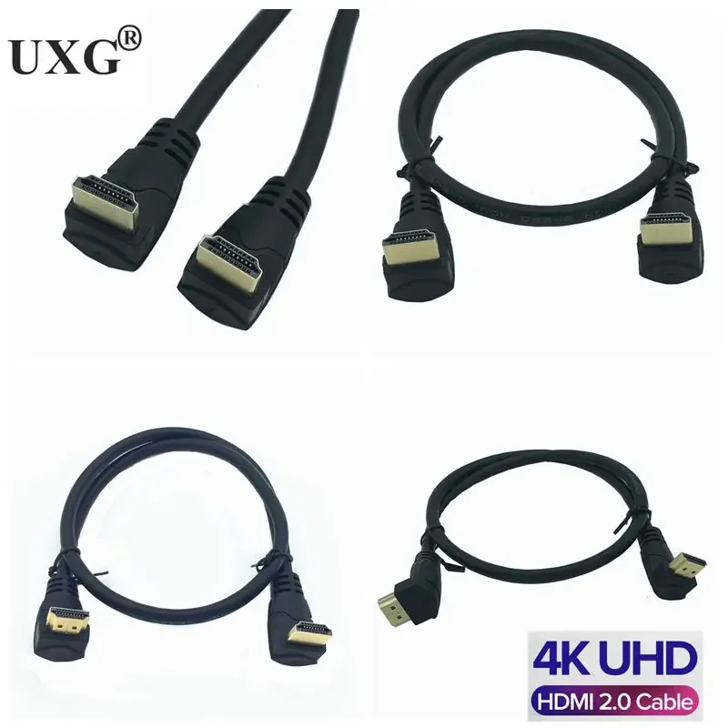 Cable corto de ángulo recto compatible con HDMI, 4K, 60hz, HD, arriba y abajo, 90 grados, para XBOX, HDTV, DVD, Video, 30CM, 180CM - imagen 2