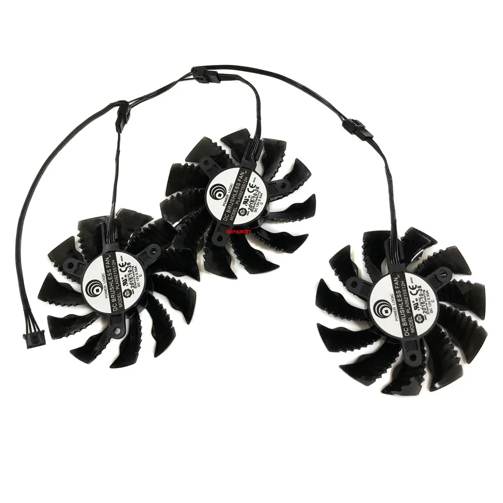 Ventilador de tarjeta gráfica, Enfriador de GPU, para Radeon GIGABYTE AORUS RX 5700 XT 5700XT 8G, refrigeración de tarjetas de vídeo VGA, 82MM,PLA09215S12H, Juego de 3 piezas - imagen 2