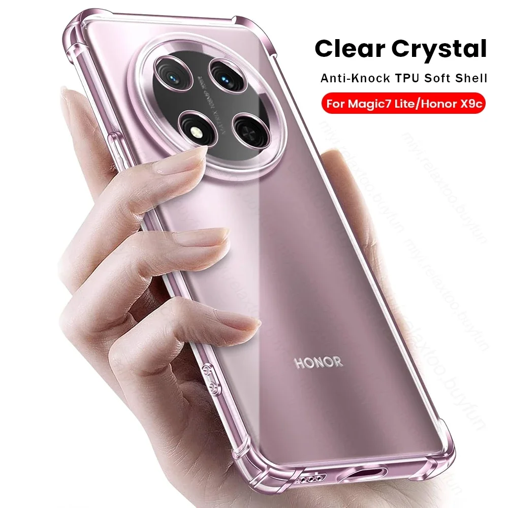 Funda transparente anticaída para HonorX9c Honor X9c Magic7 Light Lite 7Lite Lit 5G, funda suave transparente delgada a prueba de golpes de TPU