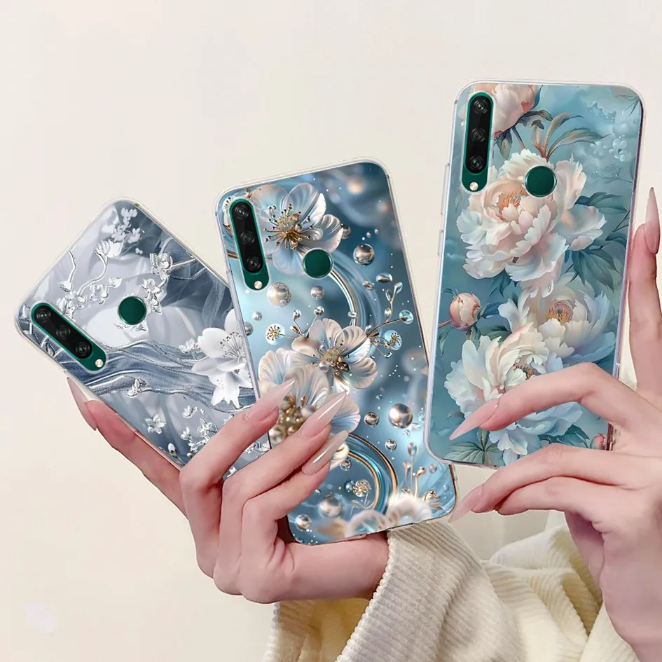 Para Huawei Y6p Y7p 2020 funda MED-LX9 MED-LX9N ART-L28 ART-L29 funda Popular flor suave funda trasera de silicona para HuaweiY6p parachoques