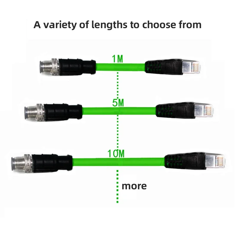 Cable conector M12 A RJ45 para Cognex Industrial M12, 8 pines, 4 pines, codificación tipo X/A/D para blindaje, línea Profinet Ethernet RJ45 - imagen 5