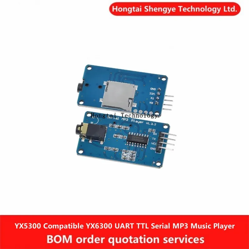 YX5300 Compatible YX6300 UART TTL Módulo de reproductor de música MP3 serie Micro SD