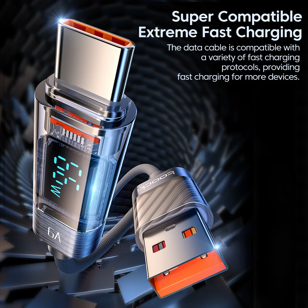 Toocki-Cable USB tipo C 6A para Huawei Mate 40 Pro, cargador de carga rápida de 66W, Cable USB A a USB C para Xiaomi 13 Oneplus Realme Oppo - imagen 3