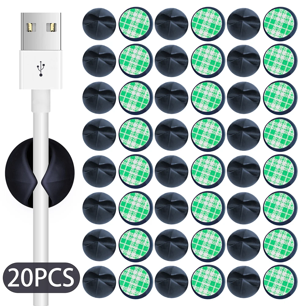 Organizador de cables con Clip para escritorio, enrollador de cables, Cargador USB, Soporte seguro, 5/10/20 unidades