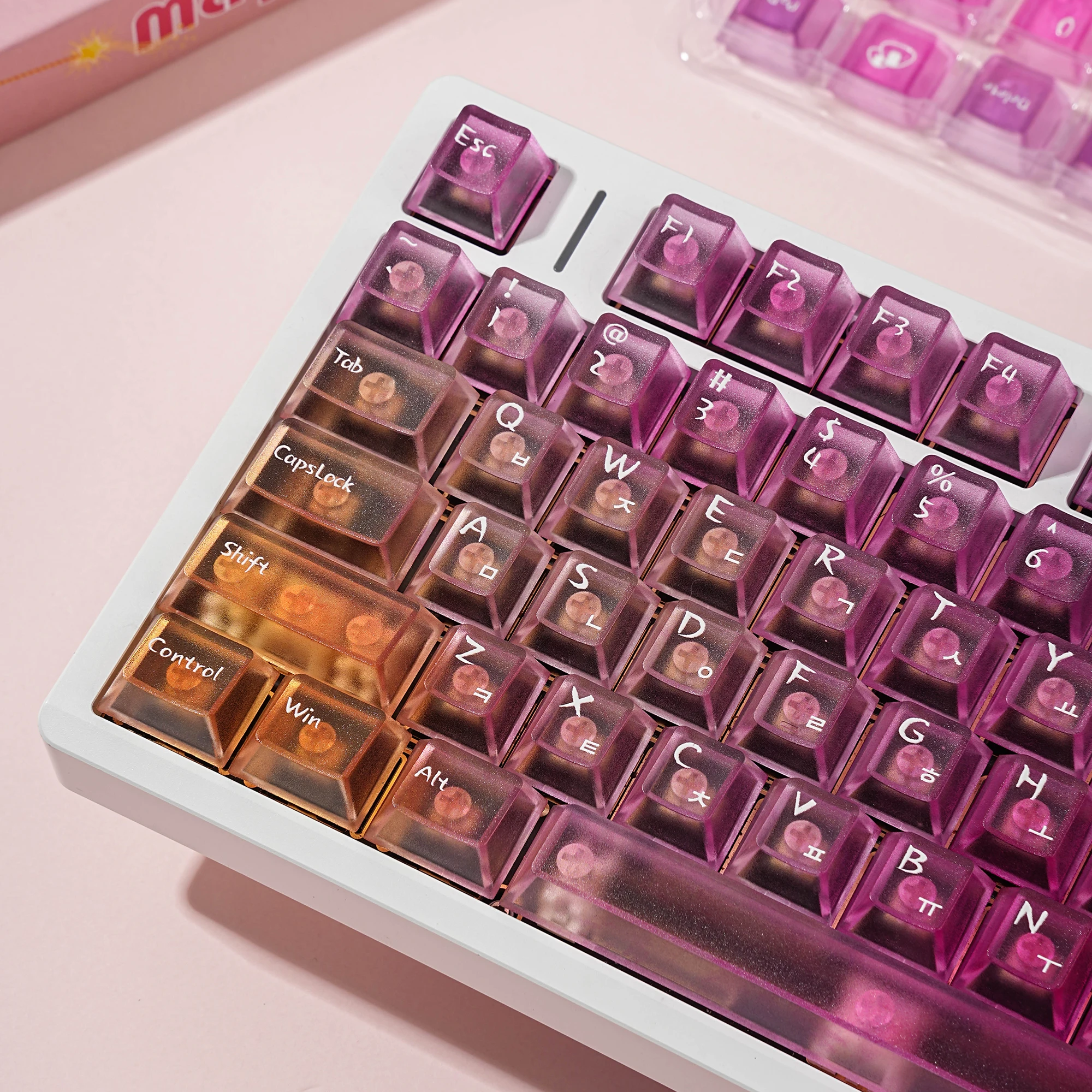 Teclas coreanas antiniebla Kermeates gradiente de Color PC perfil de cereza impresión UV para teclado mecánico coreano interruptor MX