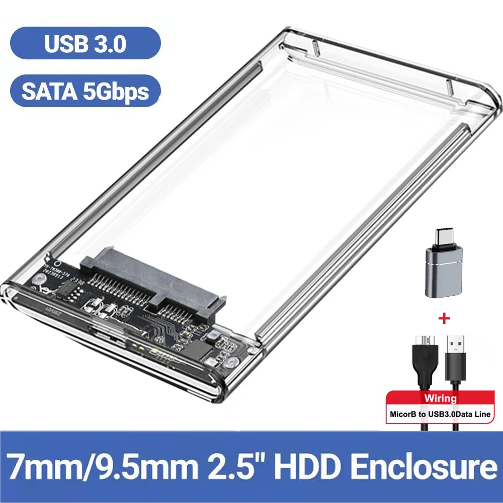 Disco duro externo transparente 2,5 pulgadas HDD SSD funda Micro-B a USB3.0 4TB carcasa de unidad Compatible con UASP SATA III Laptop PC - imagen 2