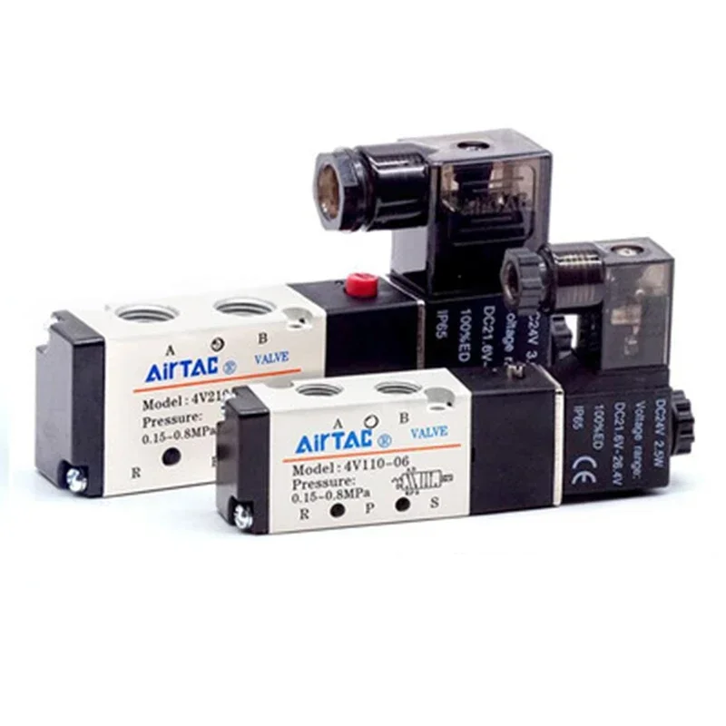 Airtac 4V210-08 24v válvula solenoide electromagnética 4V210-08-10 24DC 4V410-15 4V110-06 AC220 DC12 AC24
