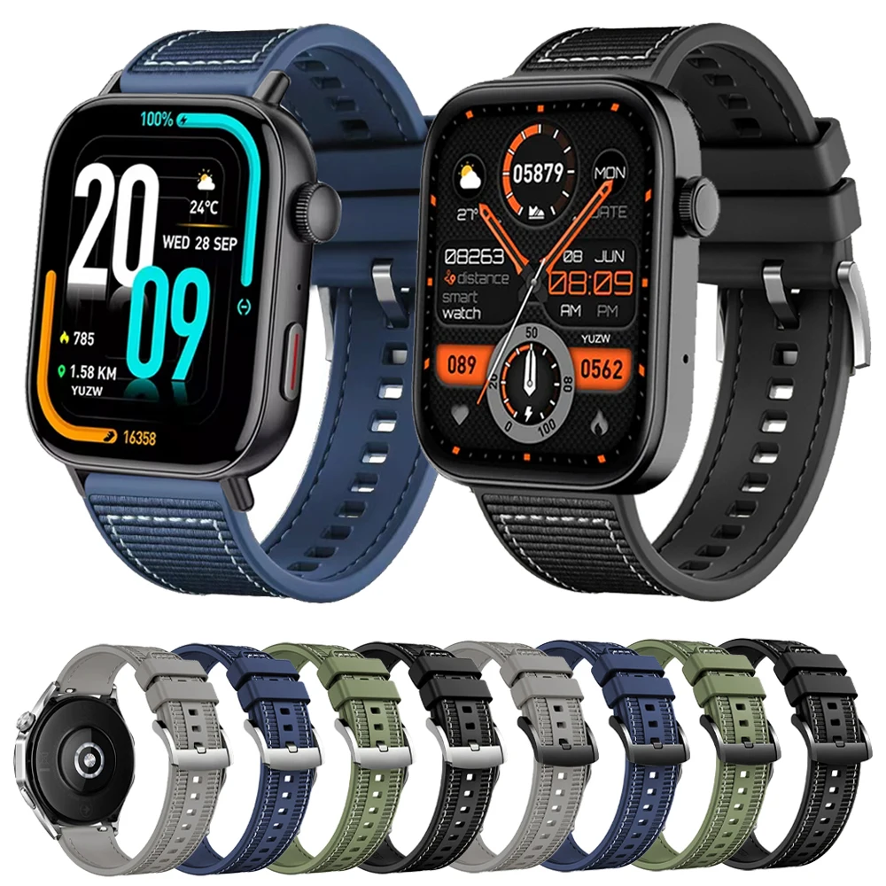 Correa deportiva de silicona y nailon de 22mm para correa COLMI P71 C81/C8 Max/P68/P60/V68/V70/73/i30/M41/M42, accesorios para pulsera