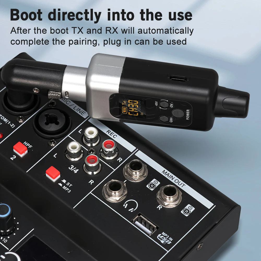 Convertidor de micrófono inalámbrico UHF de 48V/0V, transmisor y receptor XLR, sistema inalámbrico de micrófono para todo tipo de micrófono - imagen 3