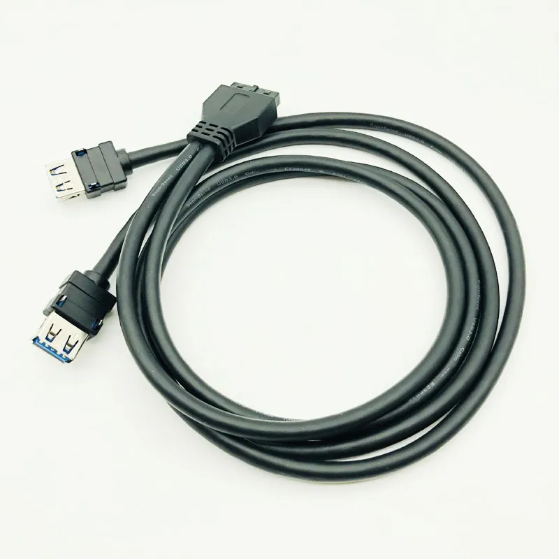 Cable de panel frontal USB 3,0 Cable conector USB USB 3,0 de alta velocidad de 20 pines a puertos duales Hub USB3.0 con pie fijo para computadora PC - imagen 2
