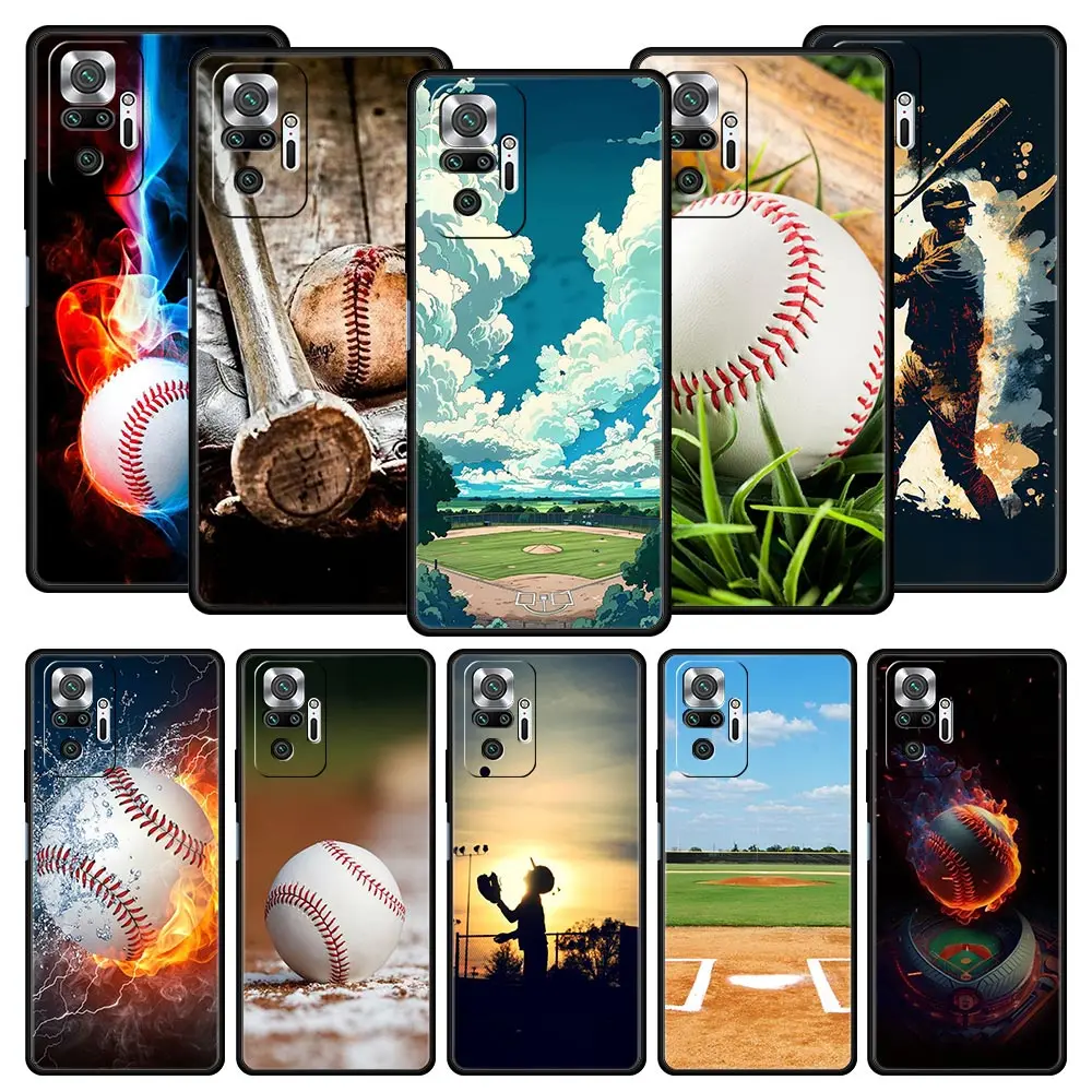 Funda de teléfono para Xiaomi Redmi Note 14 13 12 5G 11 10 Pro Plus 4G 9S 9 14C 13C 12C 10C 9C 9A funda suave de TPU béisbol