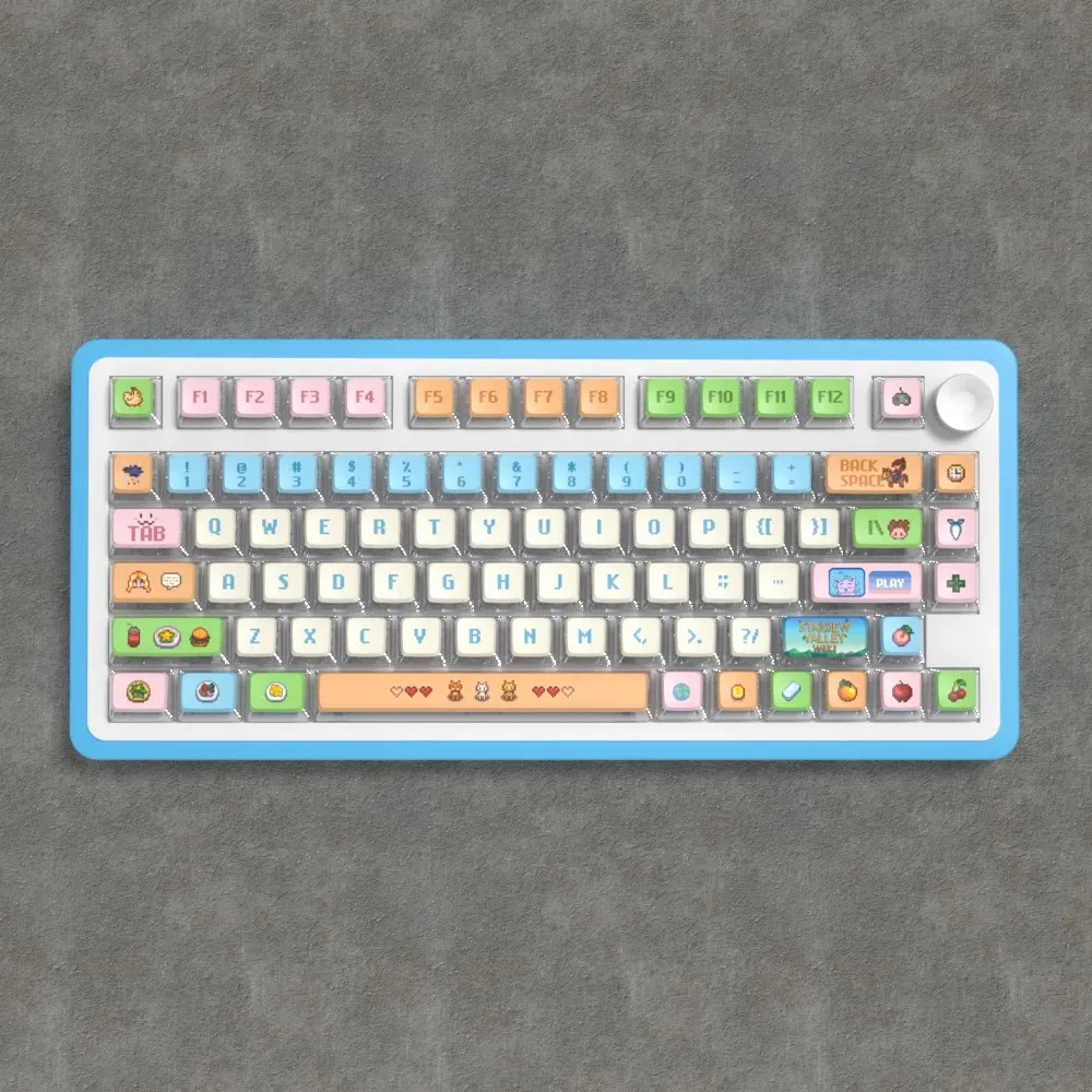 Teclas temáticas Stardew Valley, teclas con perfil de cereza de dibujos animados para teclado mecánico, tapa de tecla personalizada translúcida con personalidad