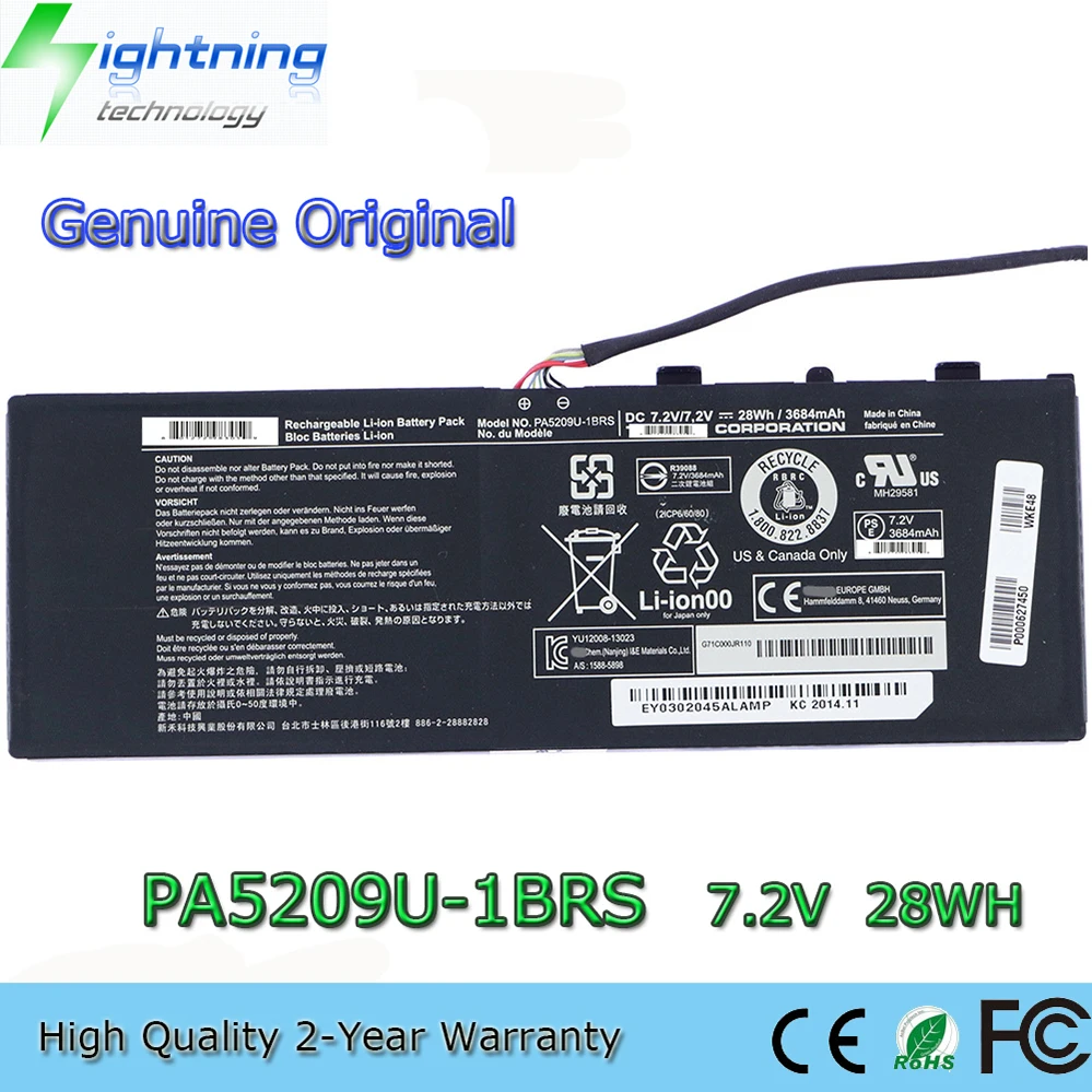 Batería genuina para ordenador portátil PA5209U-1BRS 7,2 V 28Wh para Toshiba Satellite Radius 11 L15W-B1302 L10W