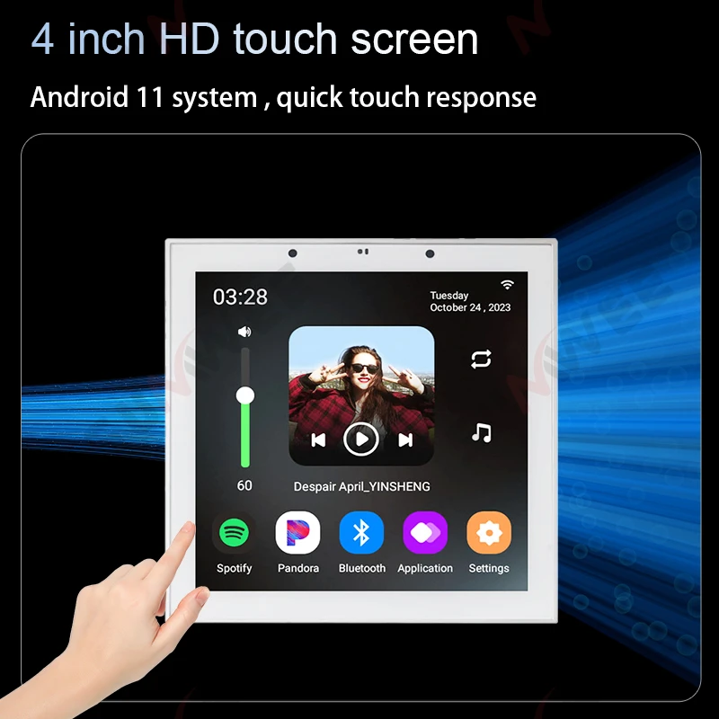 Amplificador de audio en pared para hogar inteligente, sistema Android 11, pantalla táctil de 4 pulgadas, amplificador WiFi Tuya, Panel de sonido con Control remoto Alexa - imagen 3