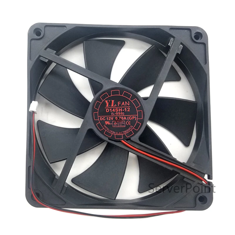 Ventilador de servidor de 2 cables para Yate Loon, nuevo, D14SH-12, DC 12V, 0.70A, 140x140x25mm, envío gratis - imagen 2