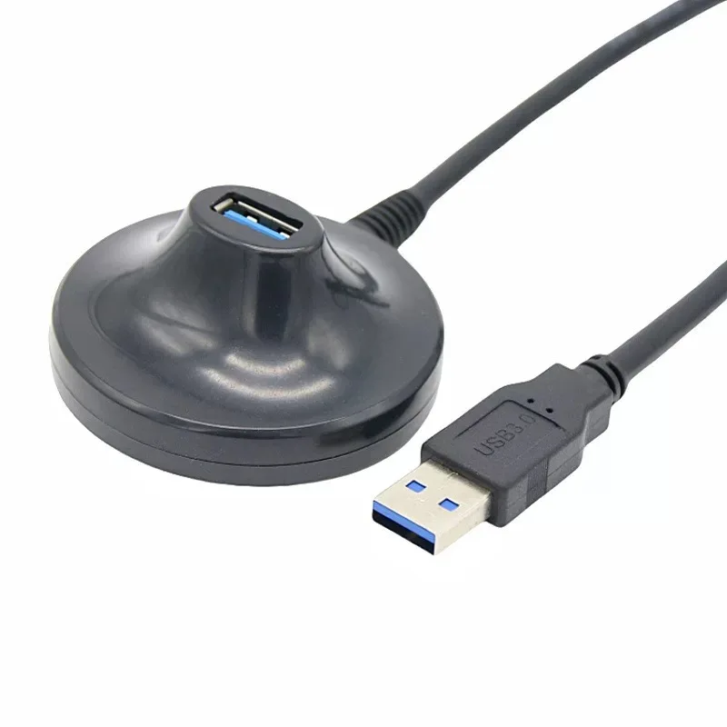 Cable de carga de datos de extensión macho a hembra USB 3,0 tipo A de escritorio de 0,8 m con base de soporte blindada