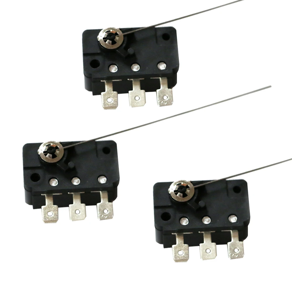 Microinterruptor de 3 pines con aguja de 5A y 10cm para aceptador de monedas antiguo mecánico americano, microinterruptores, juego de salón recreativo, 5 uds.