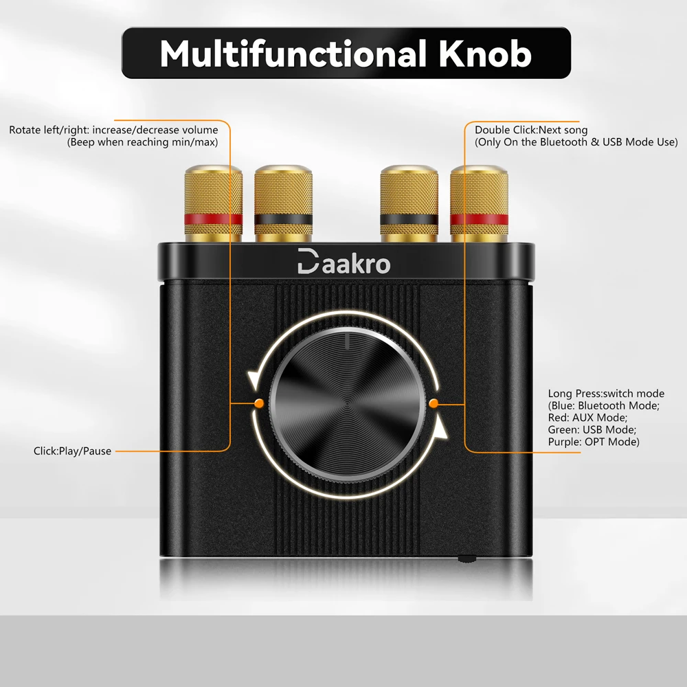 Mini amplificador de potencia Bluetooth 5,0 TPA3116, estéreo Hi-Fi, sistema de cine en casa de doble canal para coche, amplificador Digital compatible con AUX 50W * 2 - imagen 2