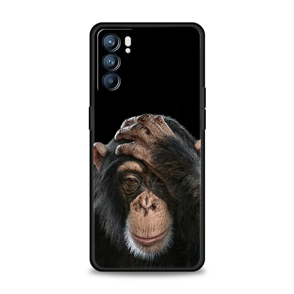 Funda de teléfono con mono divertido y bonito para Oppo Reno14 Reno13 Reno12 11 F 10 Find X5 X9 Pro A54 5G A53 A52 A9 A74 A78 4G A79 A80 A98 - imagen 2