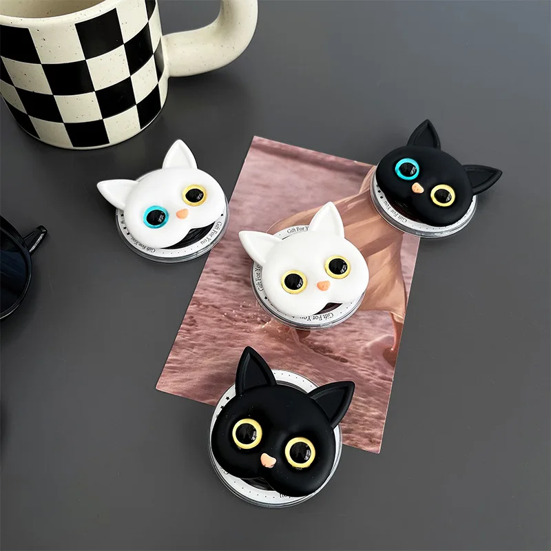 Soporte magnético de agarre para teléfono con diseño de cabeza de gato, soporte de bolsillo para Magsafe IPhone 16 Mac, anillo seguro, soporte expansible para dedo - imagen 3