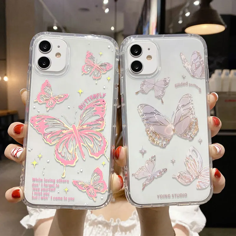 Funda de teléfono con mariposa para Samsung A56 5G Galaxy A55 A54 A36 A16 S25 Ultra S24 S23 Plus A35 A34 A15 A14 A13, Fundas de silicona