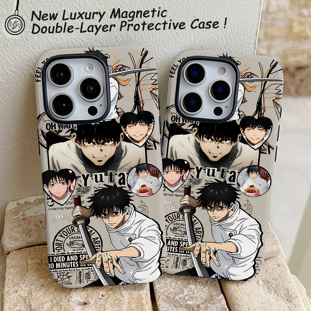 Funda de teléfono Anime Jujutsu Kaisen para iPhone 16 15 14 13 12 11 Pro Max Plus, funda trasera magnética de lujo de doble capa - imagen 5