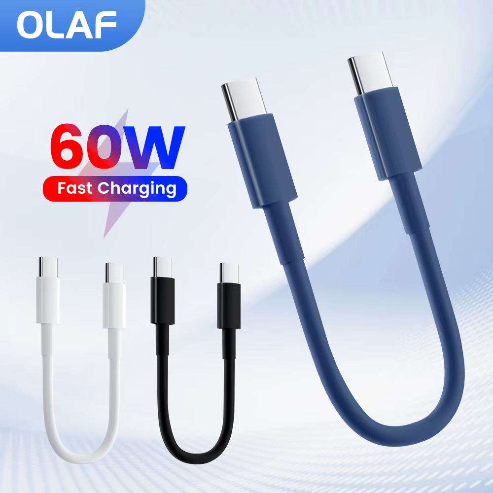 Cable de datos USB C tipo C portátil de 30cm, Cable de carga rápida para teléfono, Cable corto USB C para iPhone15, Huawei, Samsung, Xiaomi, Power Bank