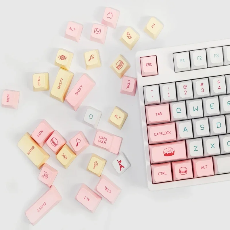 Teclas PBT de perfil XDA de Color macarrón de 135 teclas para teclado mecánico para jugar Cherry Mx Switch DIY sublimación reemplazar tapa de llave - imagen 5