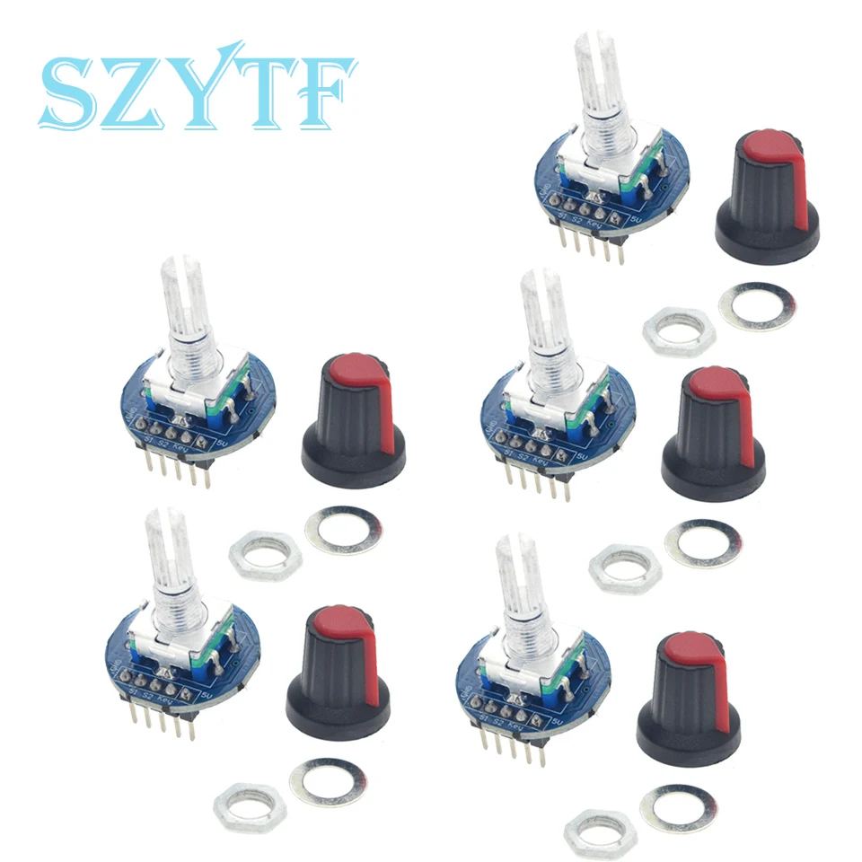 Potenciómetro codificador rotatorio, módulo de interruptor de Control giratorio de Audio Digital redondo de 5V con tapa de perilla, 1-10 Uds.