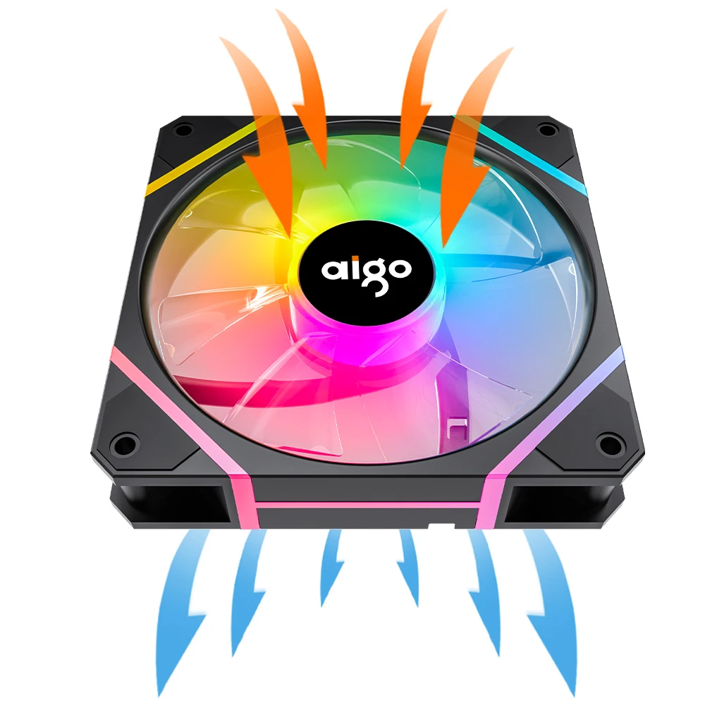 Aigo AM12 Rgb Ventilador Ventoinha PC Controladora 120mm Caja de computadora Kit de ventilador Enfriador de agua de 6 pines Ventiladores de refrigeración de CPU Argb 12cm Ventilador - imagen 4