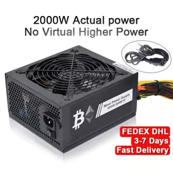 Fuente de alimentación de 2000W para minería de Bitcoin, fuente de alimentación PSU para PC, 8 GPU ATX ETC, RVN Coin, 12v, 4 pines, 180-240V