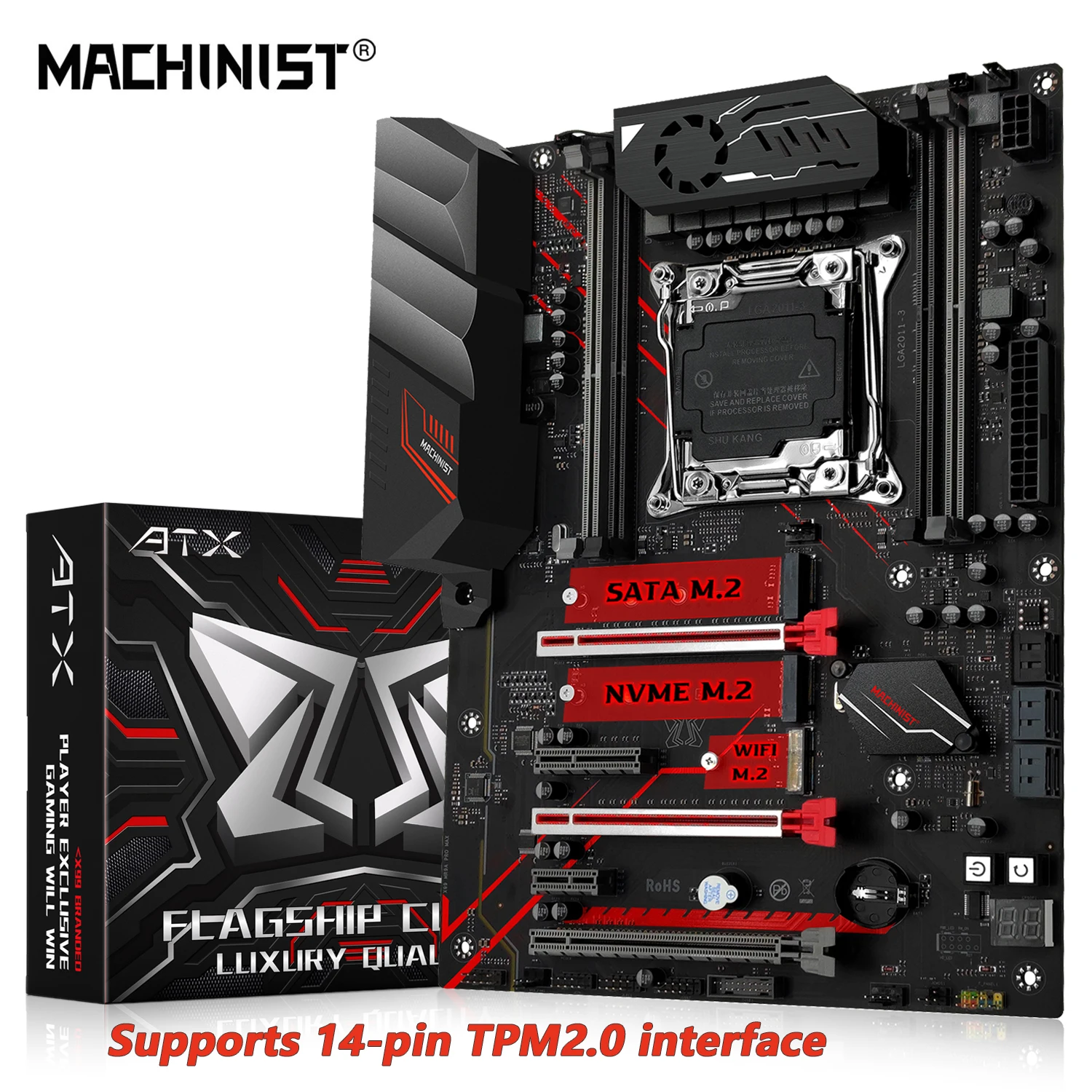 Placa Base MACHINIST X99 MR9A PRO MAX Compatible con TPM2.0 LGA 2011-3 Intel Xeon E5 V3 y V4 CPU DDR4 RAM Memoria NVME/SATA USB3.0 ATX