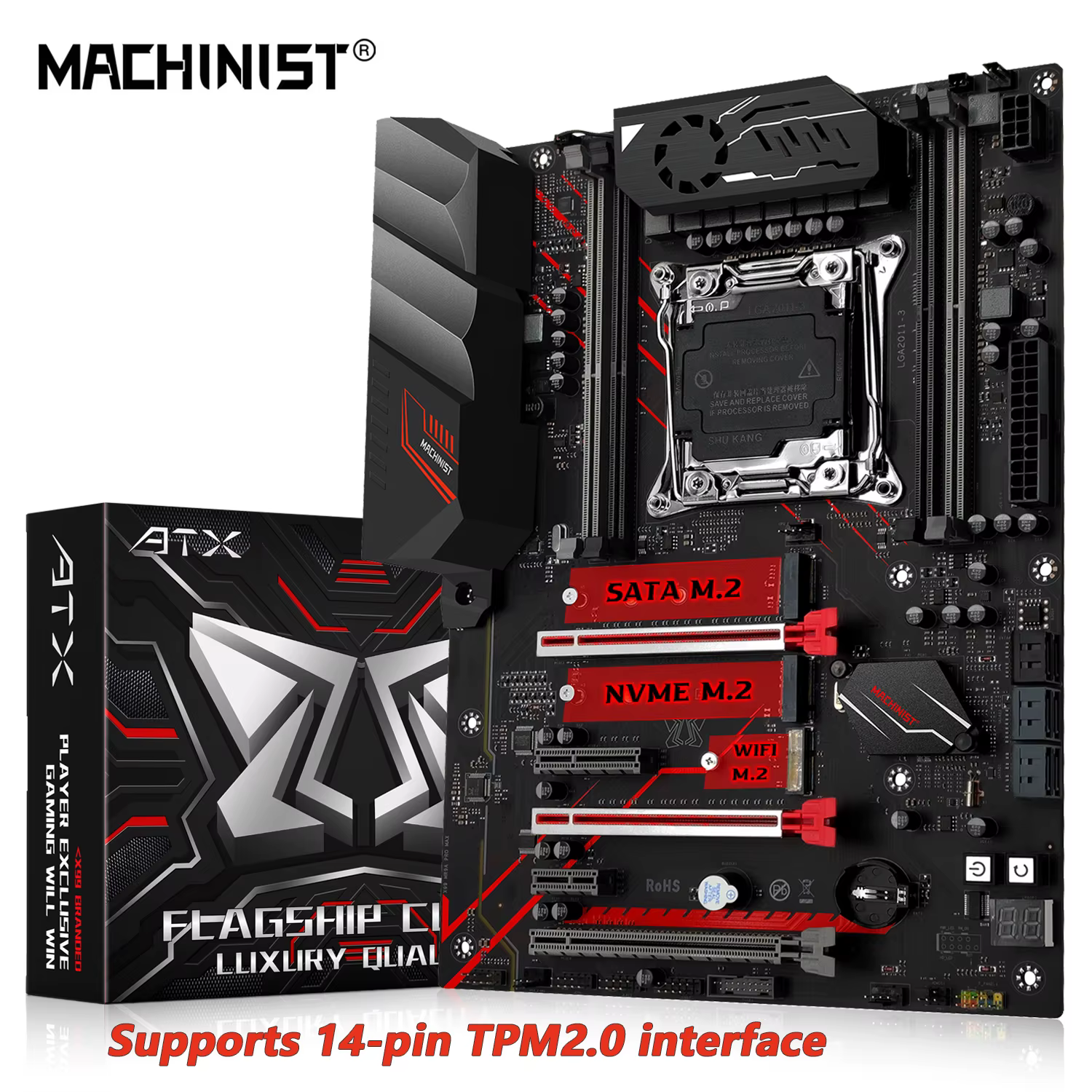 Placa Base MACHINIST X99 MR9A PRO MAX Compatible con TPM2.0 LGA 2011-3 Intel Xeon E5 V3 y V4 CPU DDR4 RAM Memoria NVME/SATA USB3.0 ATX